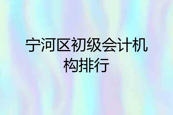 宁河区初级会计机构排行