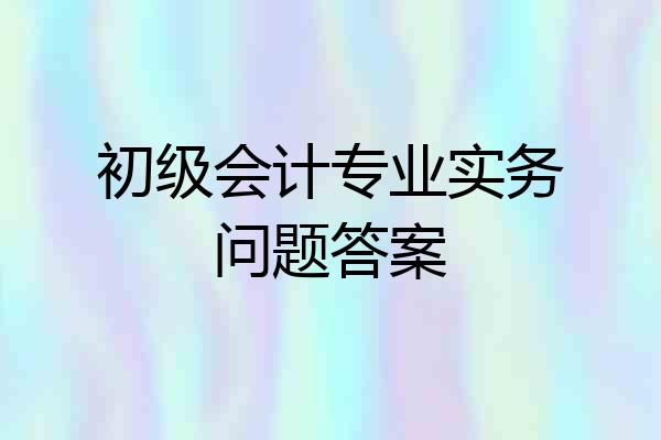 初级会计专业实务问题答案