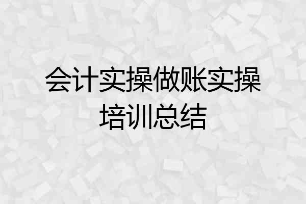 会计实操做账实操培训总结