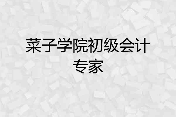 菜子学院初级会计专家