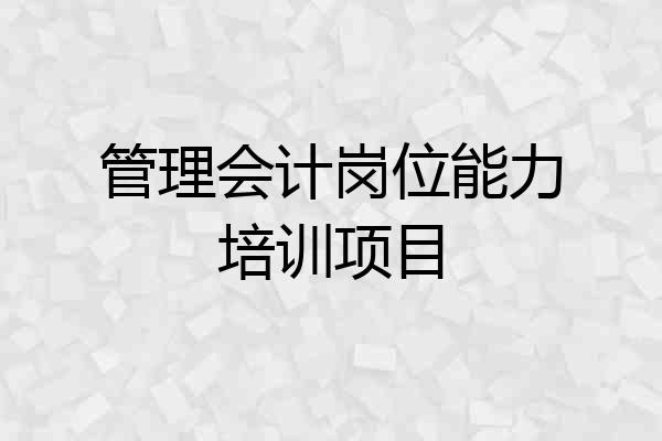 管理会计岗位能力培训项目
