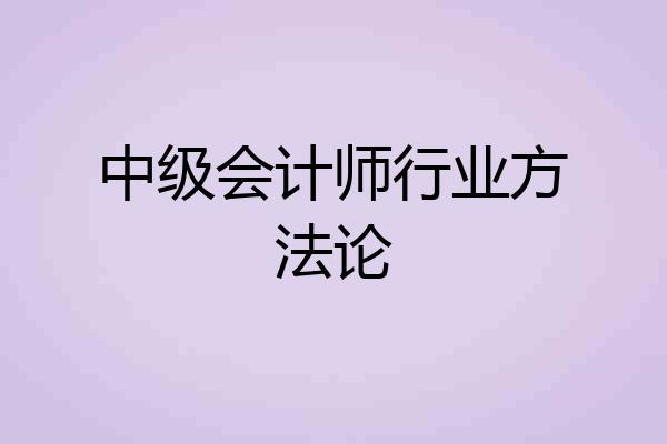 中级会计师行业方法论