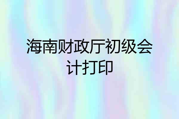 海南财政厅初级会计打印