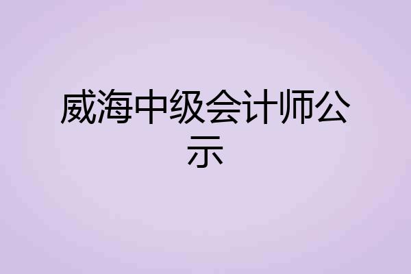 威海中级会计师公示
