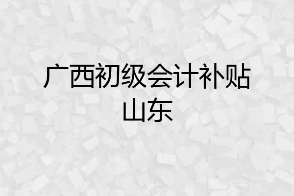 广西初级会计补贴山东