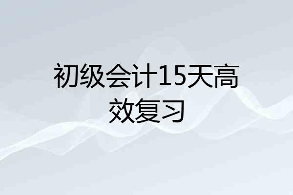 初级会计15天高效复习