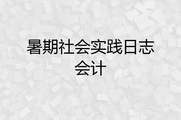 暑期社会实践日志会计