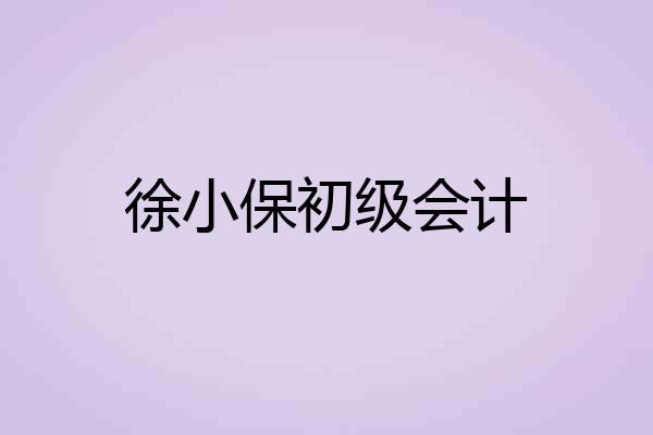 徐小保初级会计