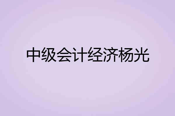 中级会计经济杨光