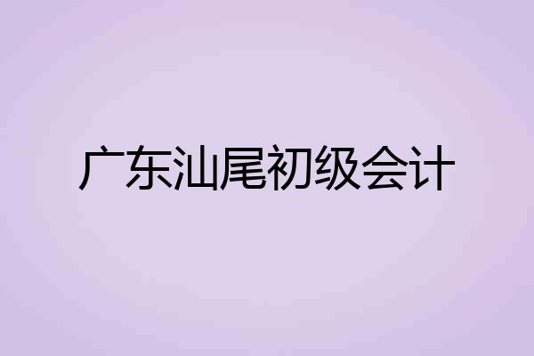 广东汕尾初级会计