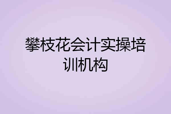 攀枝花会计实操培训机构