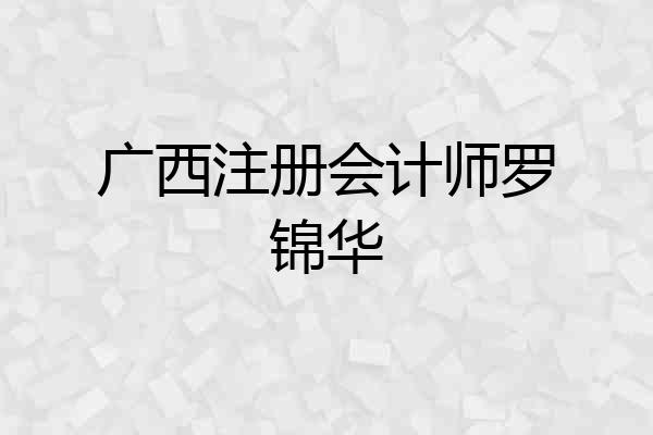 广西注册会计师罗锦华
