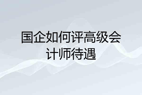 国企如何评高级会计师待遇