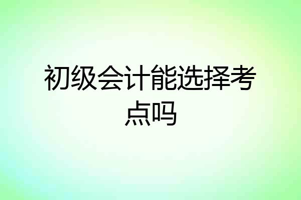 初级会计能选择考点吗