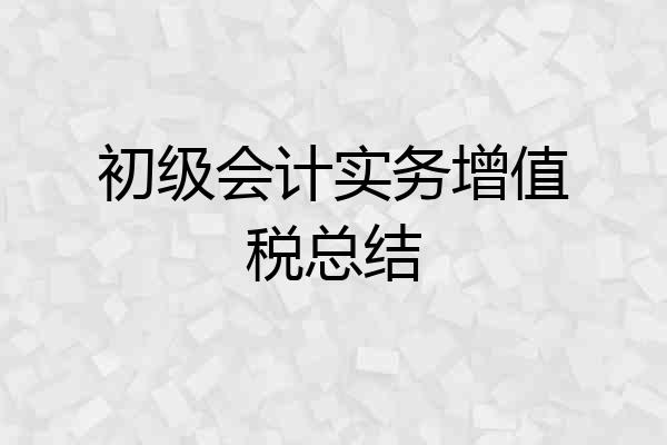 初级会计实务增值税总结