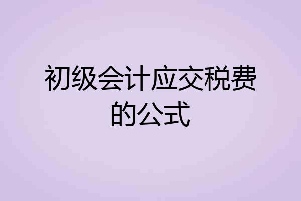 初级会计应交税费的公式