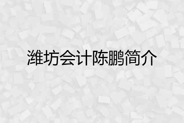 潍坊会计陈鹏简介