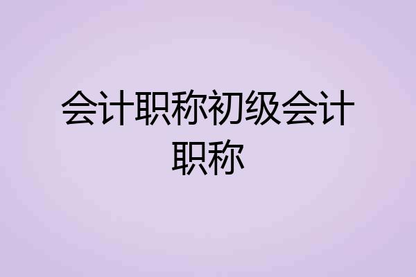 会计职称初级会计职称