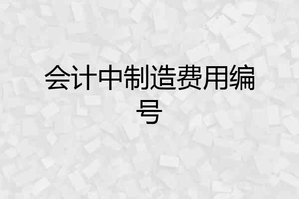 会计中制造费用编号