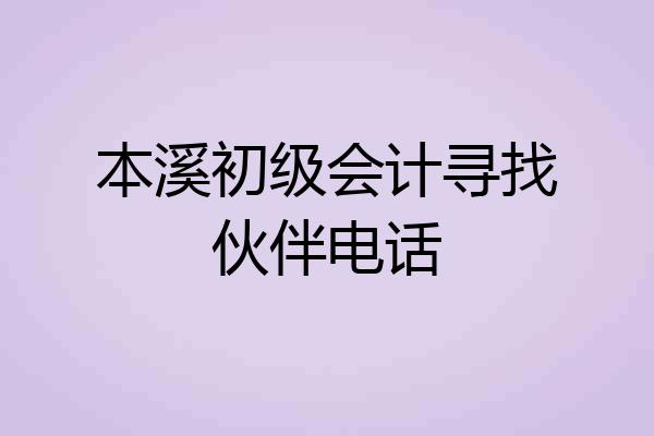本溪初级会计寻找伙伴电话
