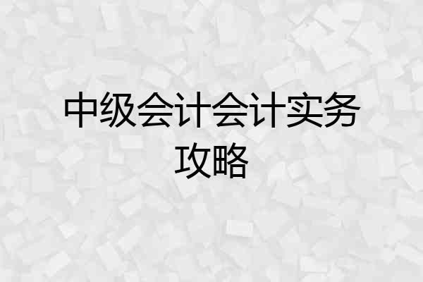 中级会计会计实务攻略