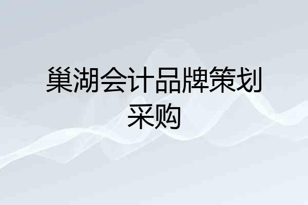 巢湖会计品牌策划采购
