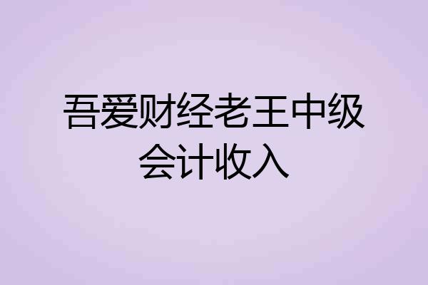 吾爱财经老王中级会计收入