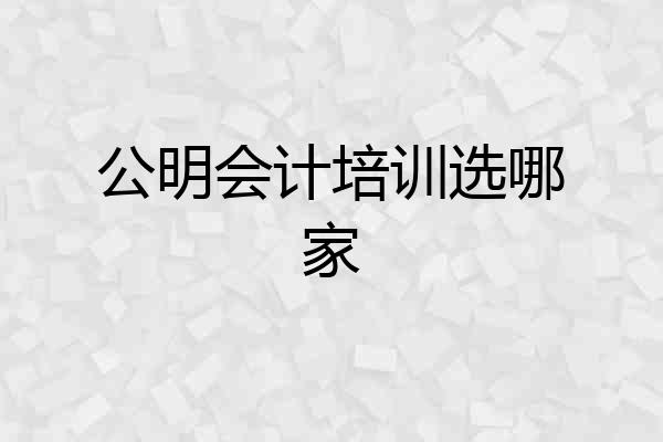 公明会计培训选哪家