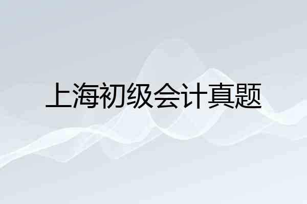 上海初级会计真题