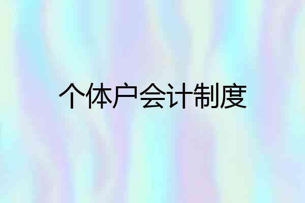 个体户会计制度
