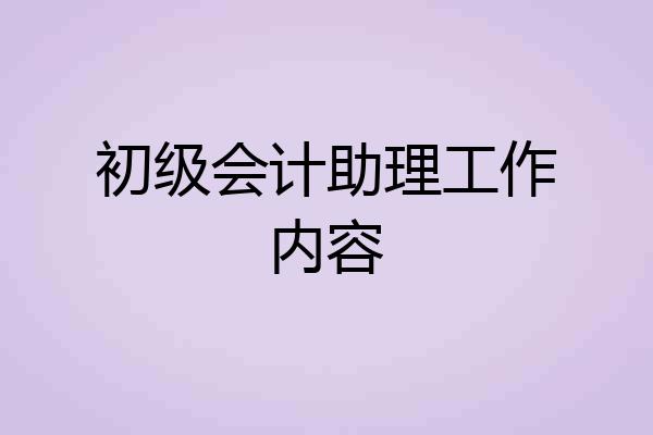 初级会计助理工作内容