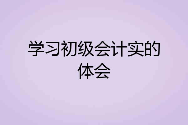学习初级会计实的体会