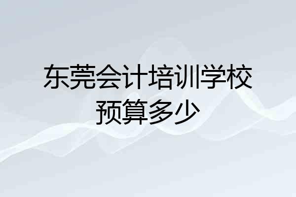 东莞会计培训学校预算多少