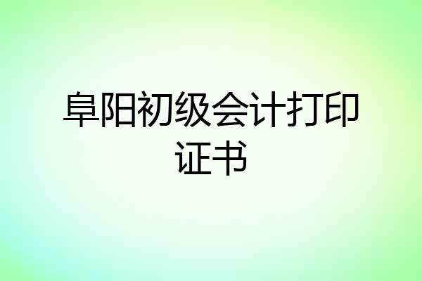 阜阳初级会计打印证书
