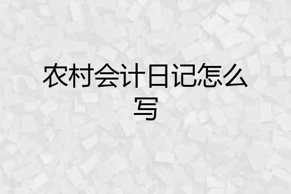 农村会计日记怎么写