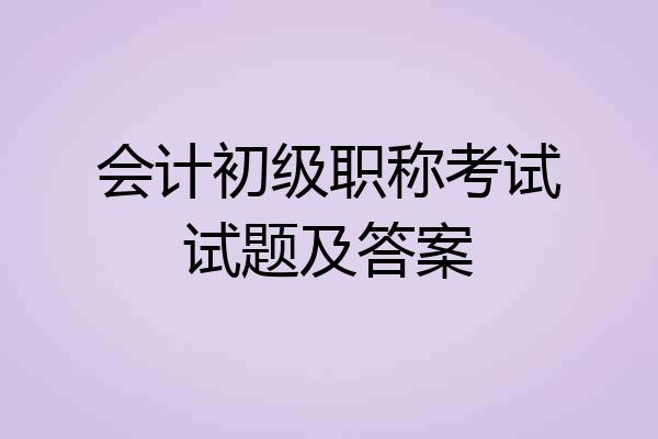 会计初级职称考试试题及答案