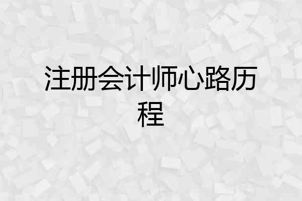 注册会计师心路历程