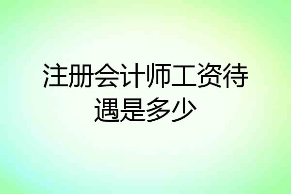 注册会计师工资待遇是多少