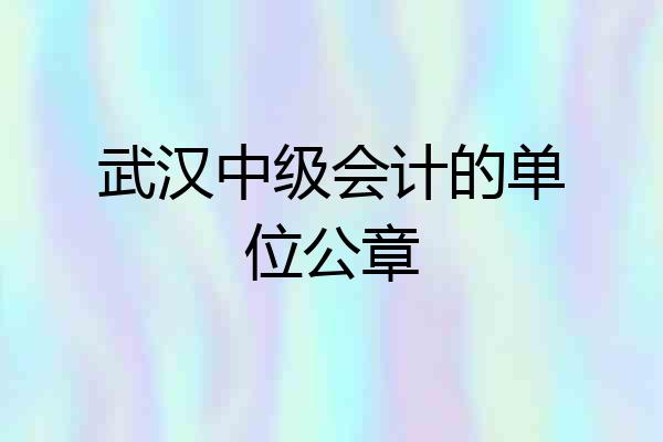 武汉中级会计的单位公章
