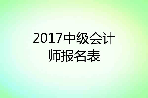 2017中级会计师报名表