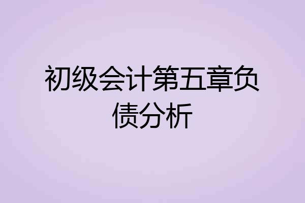 初级会计第五章负债分析