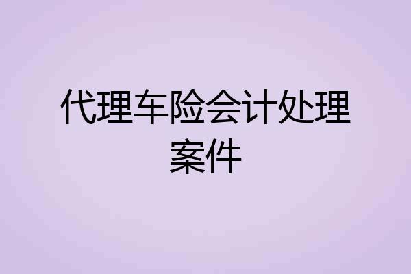 代理车险会计处理案件