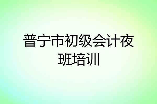 普宁市初级会计夜班培训