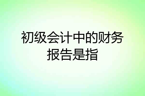 初级会计中的财务报告是指