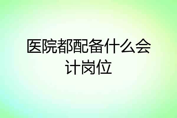 医院都配备什么会计岗位