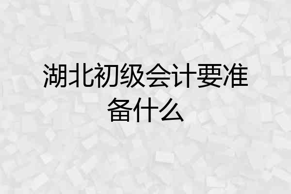 湖北初级会计要准备什么
