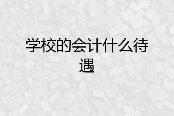 学校的会计什么待遇