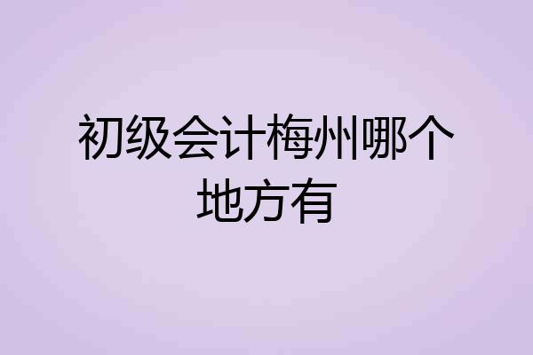 初级会计梅州哪个地方有