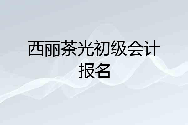 西丽茶光初级会计报名