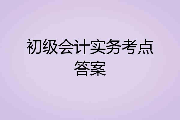 初级会计实务考点答案